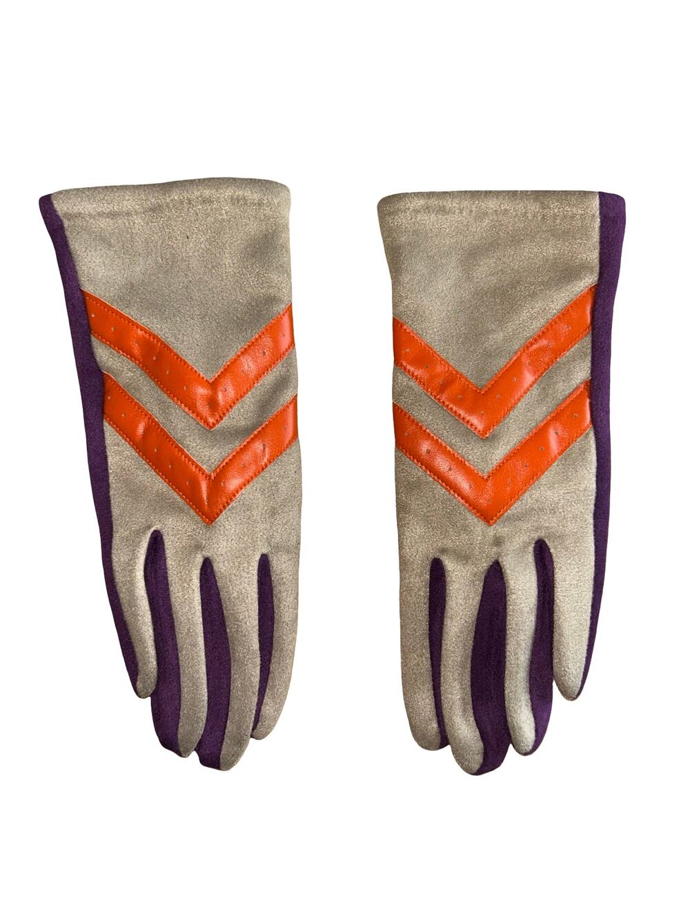 Powder Faux Suede Colorblock Gloves